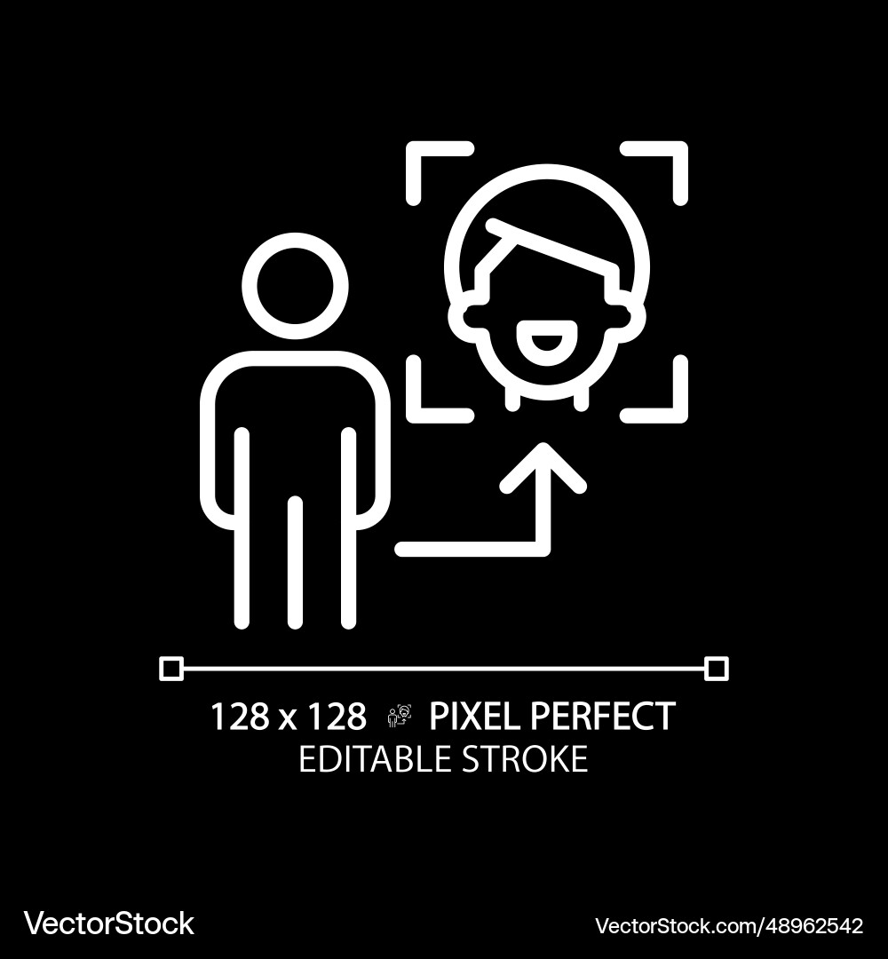 2d thin linear white face recognition icon Vector Image