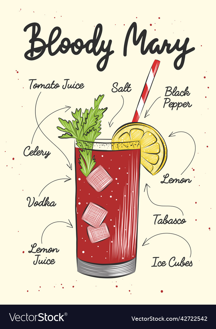 Engraved style bloody maryalcoholic cocktail