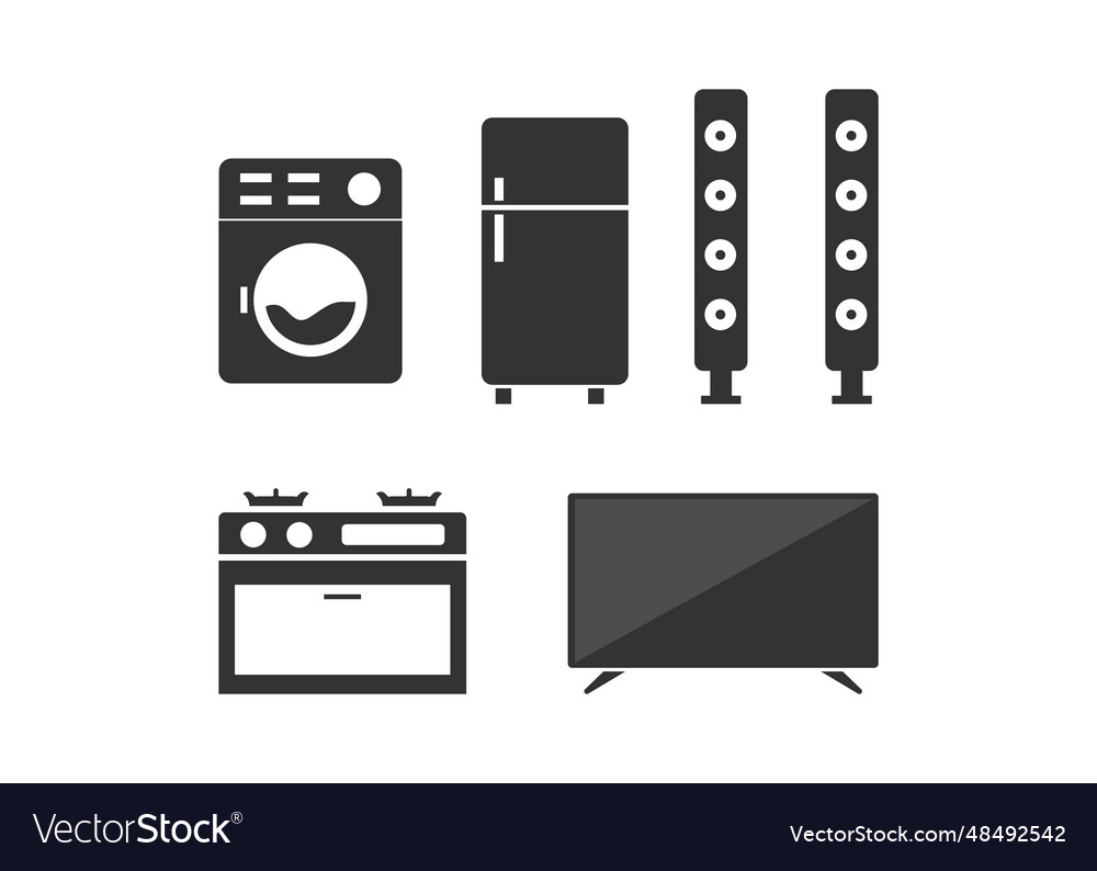 Home appliance icon set silhouette design