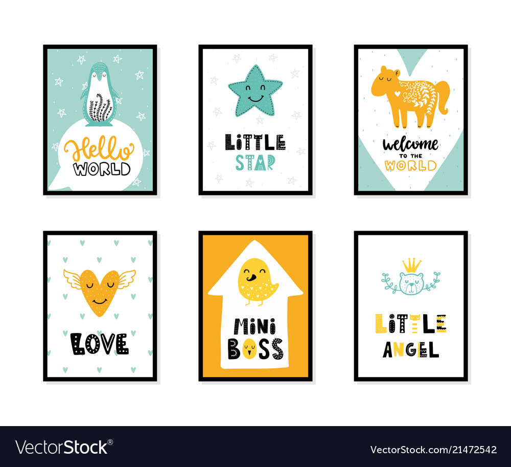 Scandinavian interior kids posters Royalty Free Vector Image