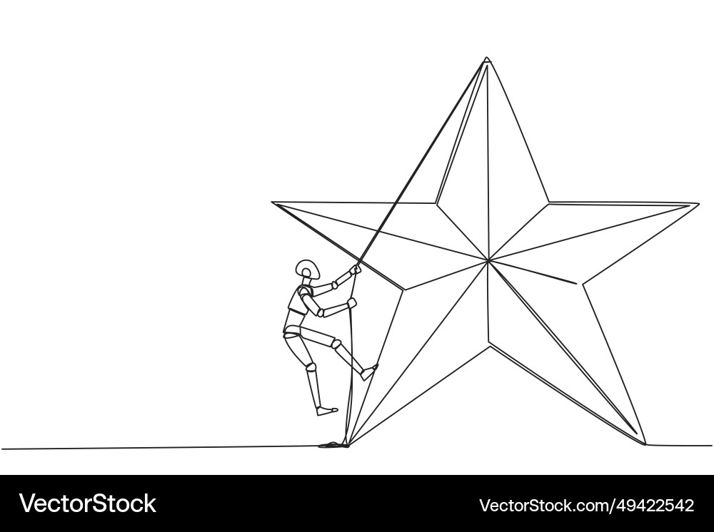 Single continuous line drawing smart robot Vector Image