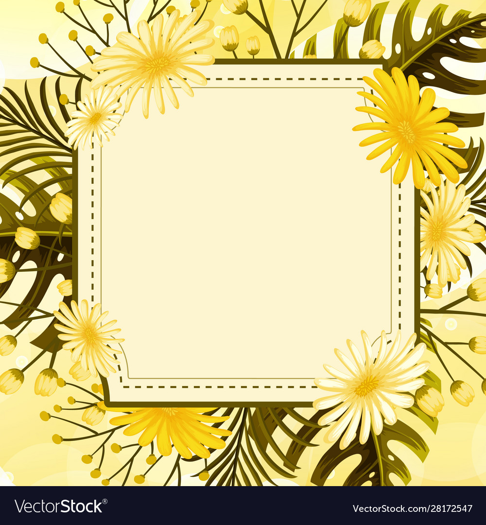 Background design with yellow flowers frame Vector Image