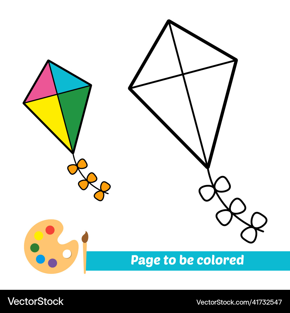 Coloring book for kids kite Royalty Free Vector Image