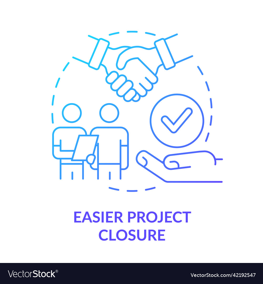 Easier project closure blue gradient concept icon Vector Image