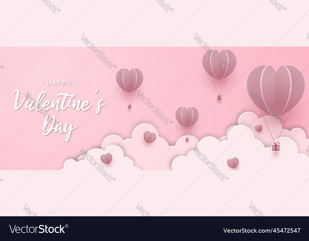 Happy valentines day background with paper cut Vector Image