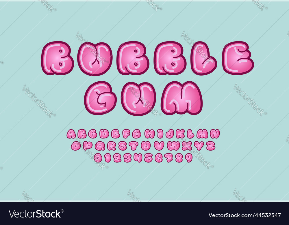 Pink Font Comic Alphabet In The Cartoon Style Vector Image