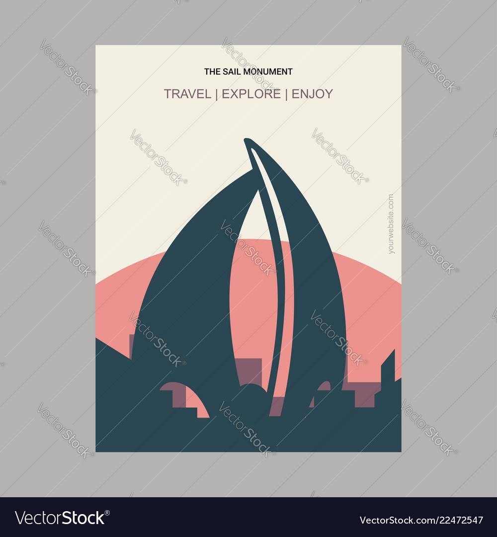 Sail monument manama bahrain vintage style Vector Image