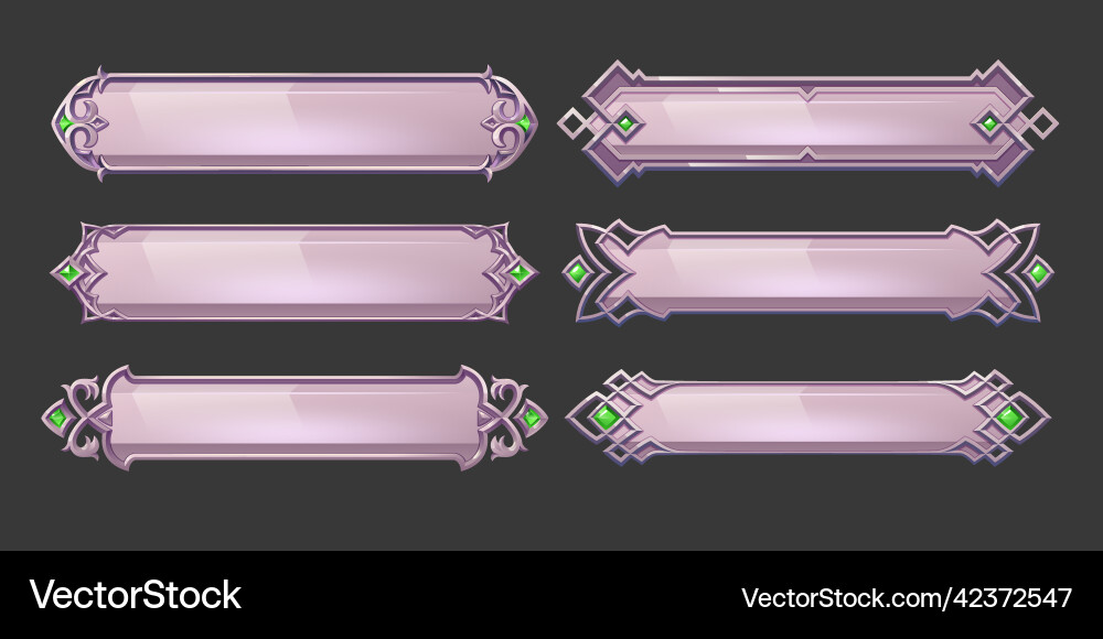 Silver buttons with fantasy frames Royalty Free Vector Image