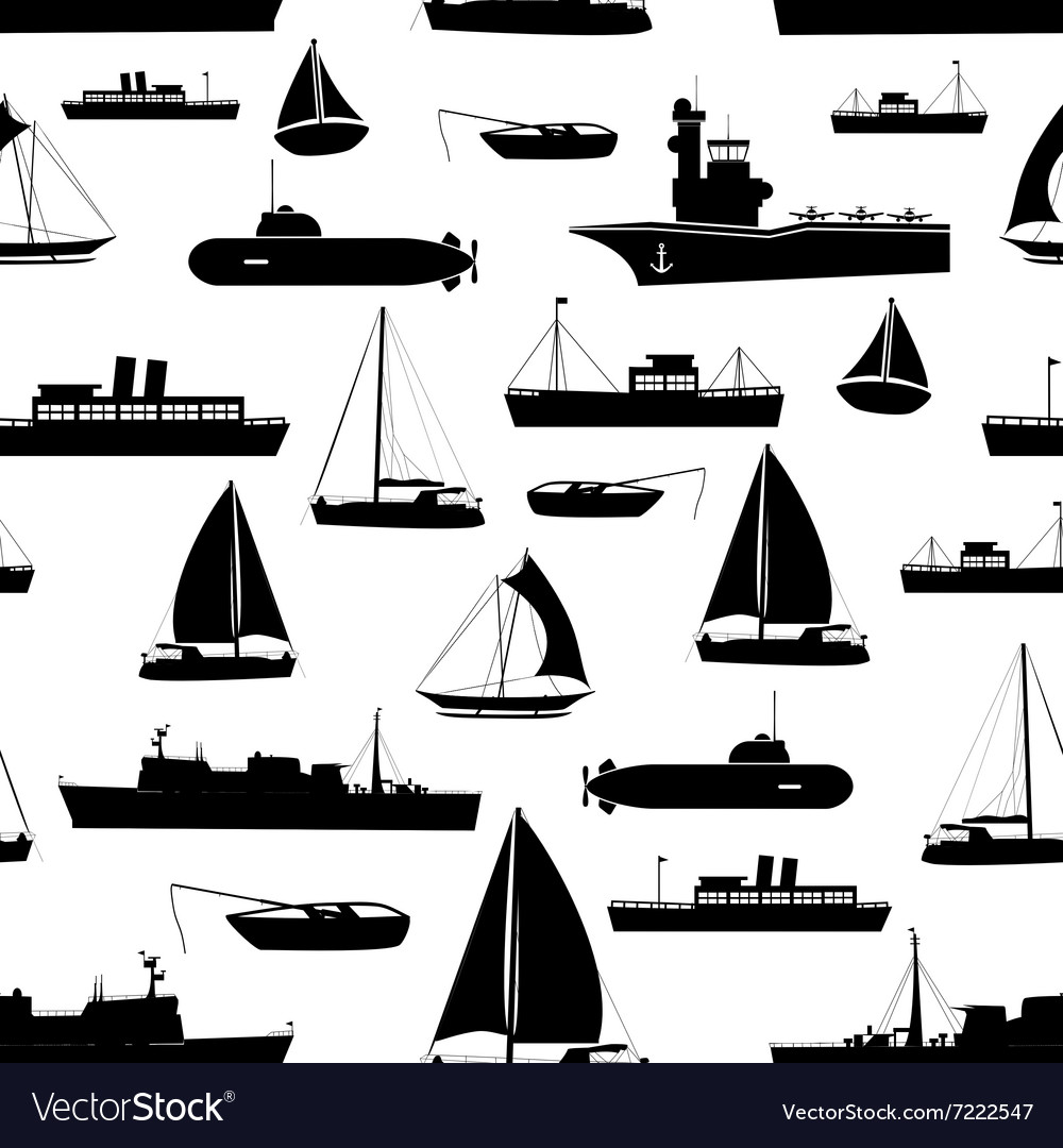 Various transportation navy ships icons seamless