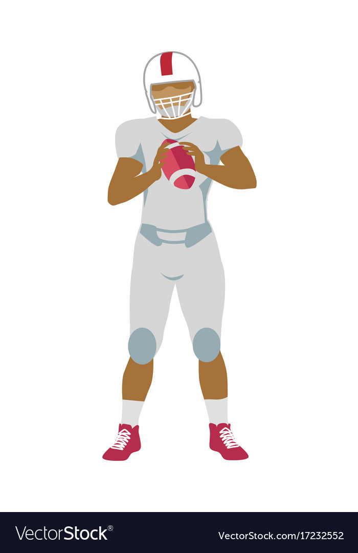 American football player in equipment with ball Vector Image