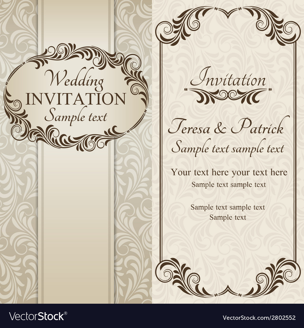 Baroque wedding invitation brown Royalty Free Vector Image