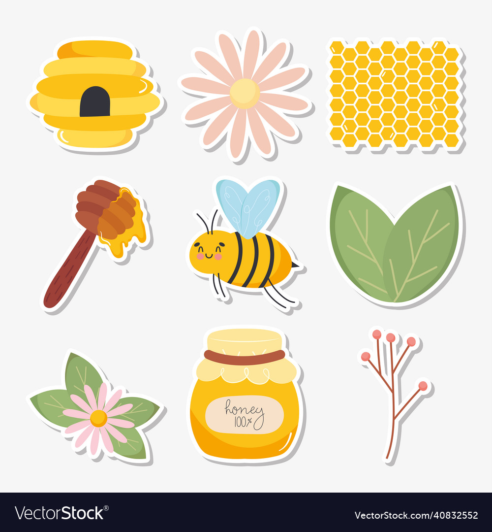 Bee and honey Royalty Free Vector Image - VectorStock