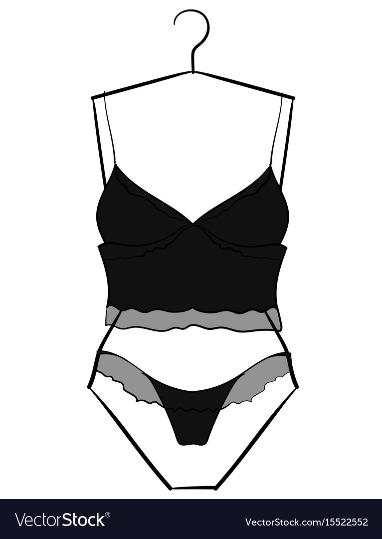 Gray lacy underwear set hanging on a hanger eps10 Vector Image