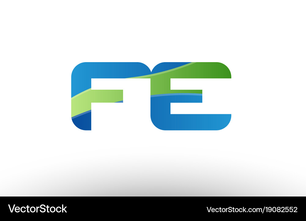 Blue green fe f e alphabet letter logo Royalty Free Vector