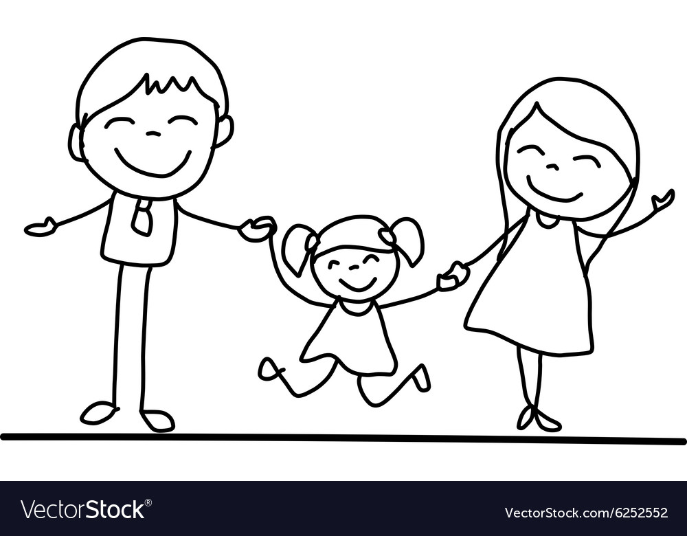 family cartoon images black and white