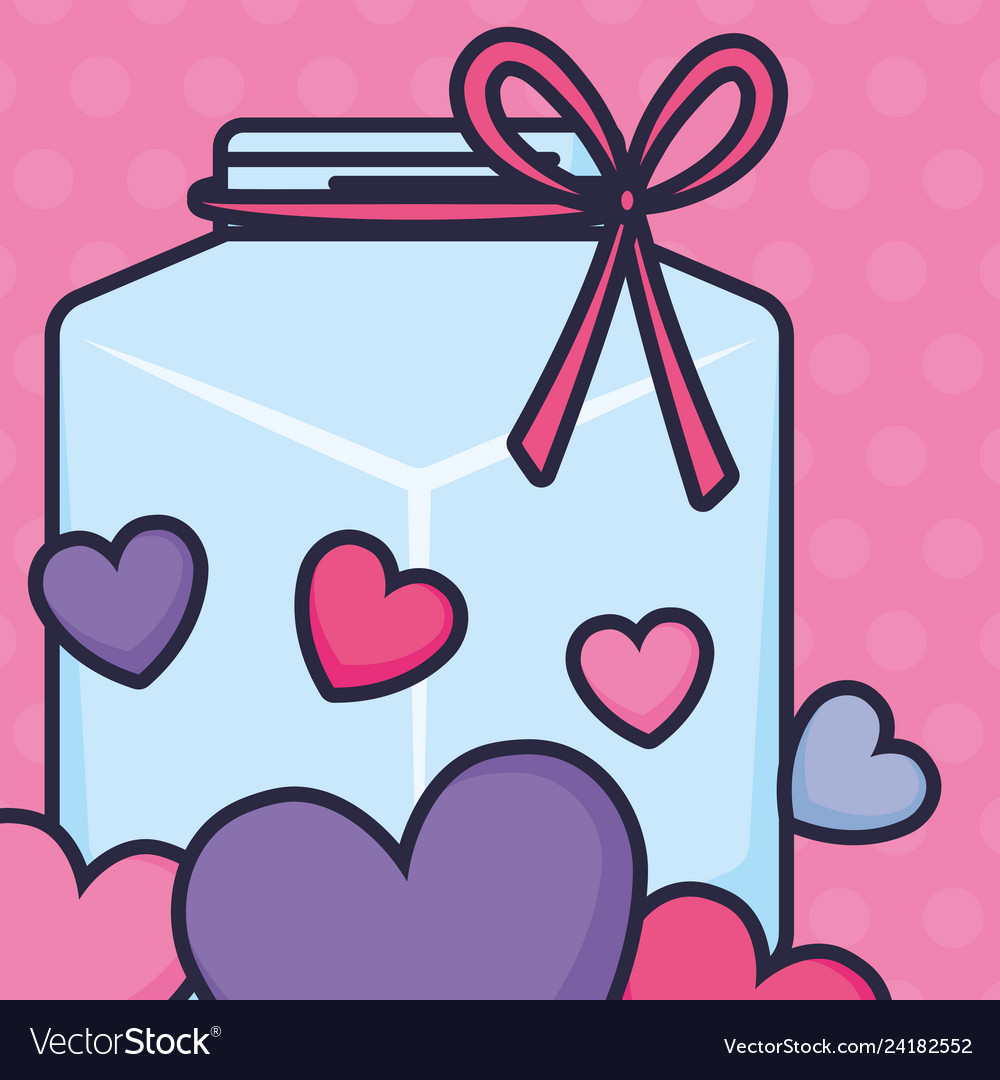 Cute Mason Jar With Love Hearts Royalty Free Vector Image