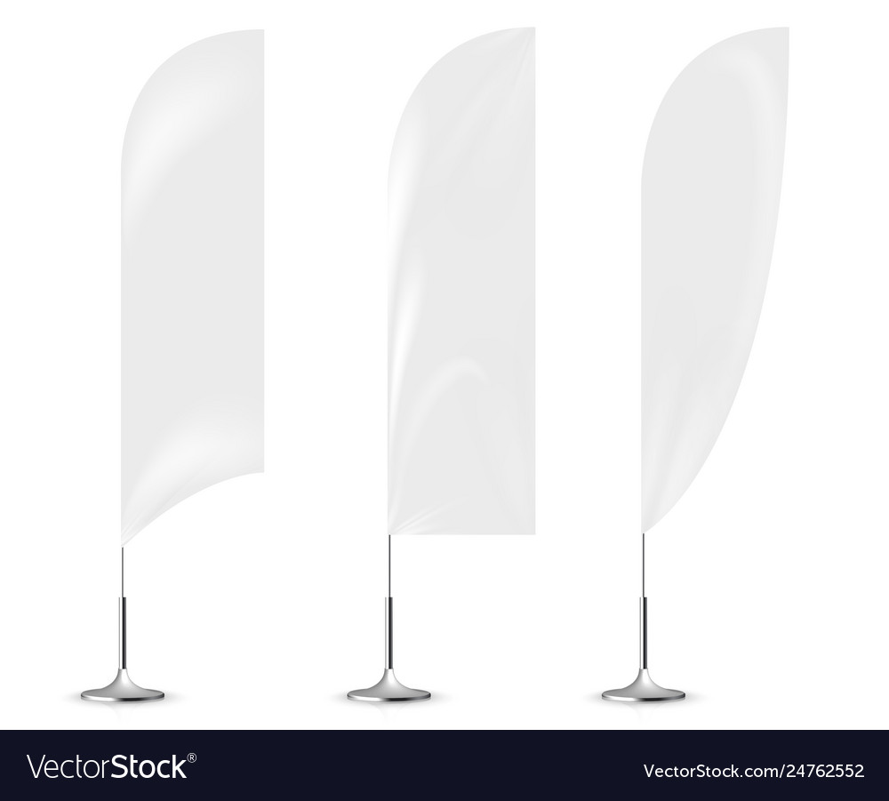 Realistic white banner flags 3d mockup Royalty Free Vector