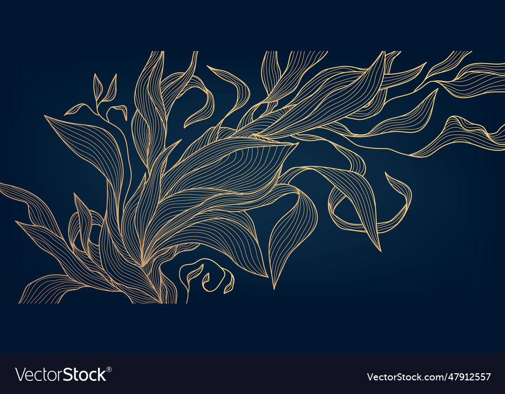 Art deco luxury floral line pattern golden Vector Image