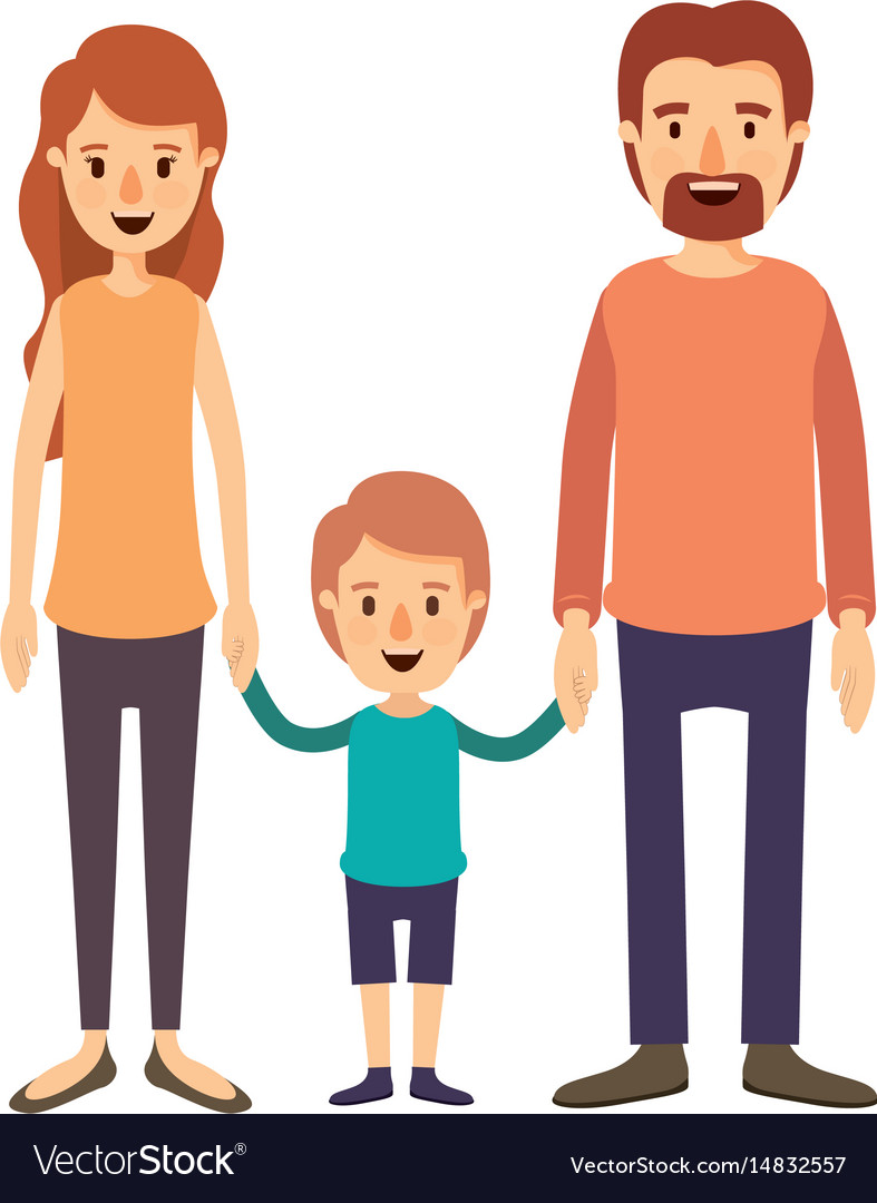 Colorful image caricature family with parents Vector Image