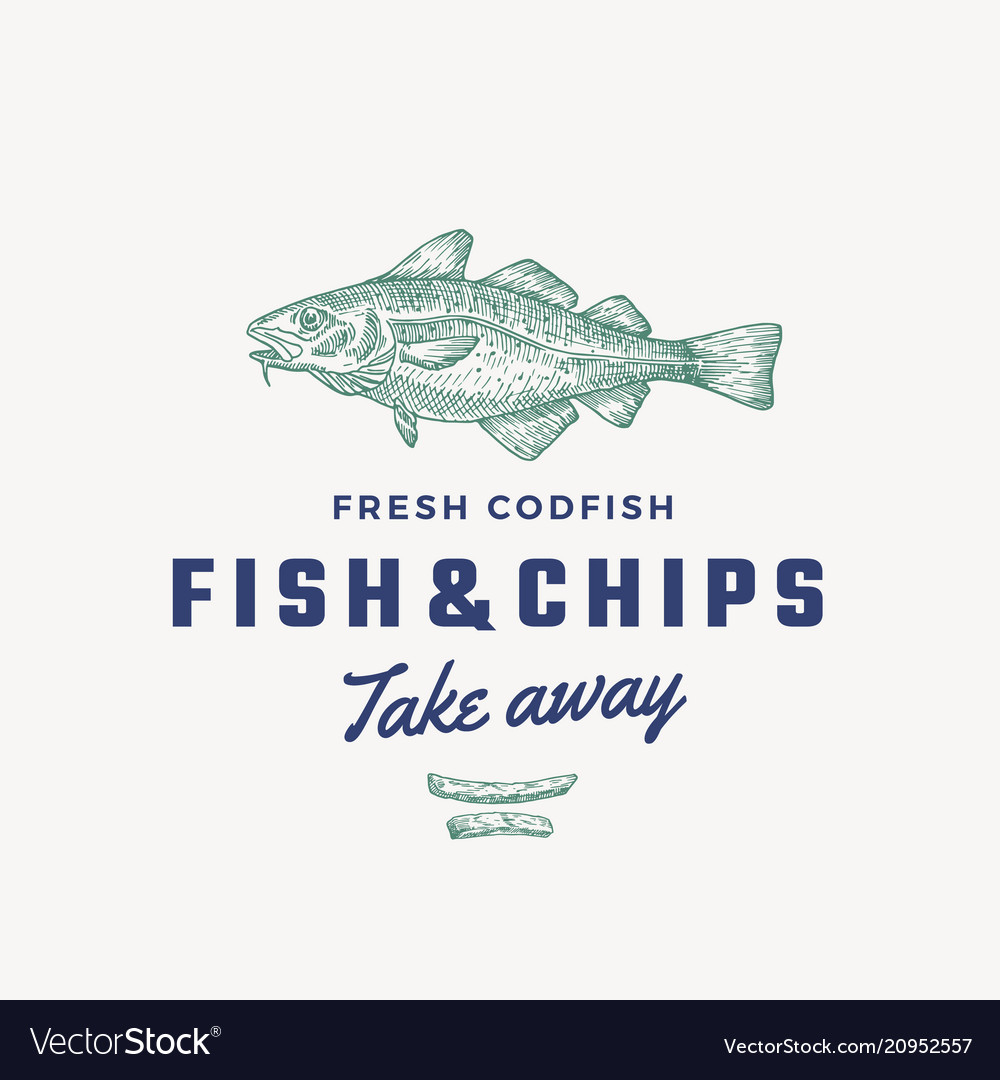 Fish and chips abstract sign symbol Royalty Free Vector