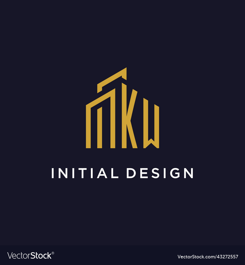 Kw initial monogram with building logo design Vector Image