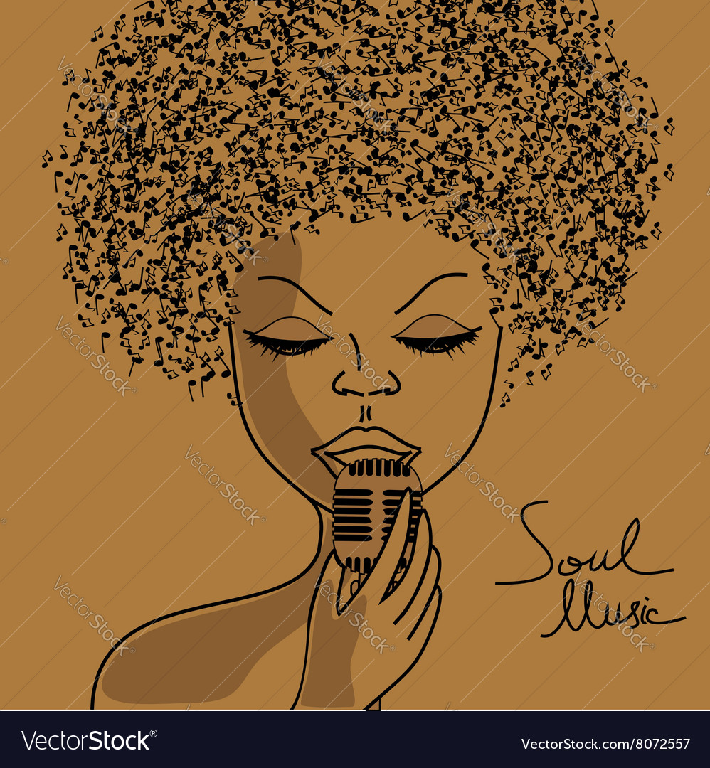 Singer Silhouette With Musical Notes Hair Vector Image