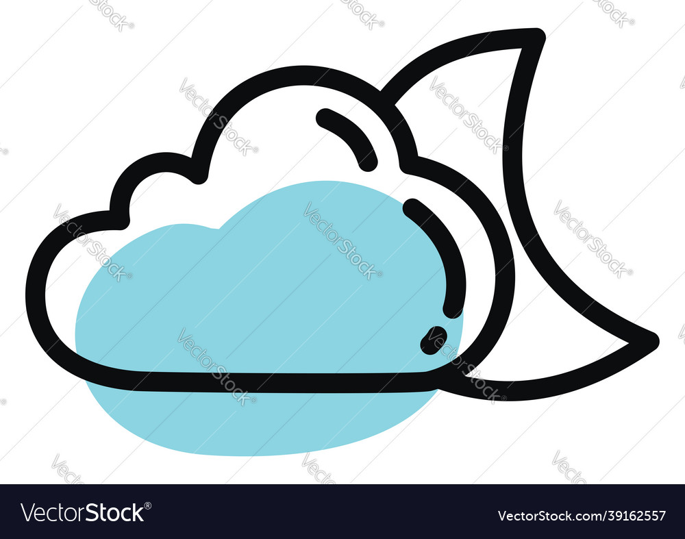 Young moon with clouds on a white background