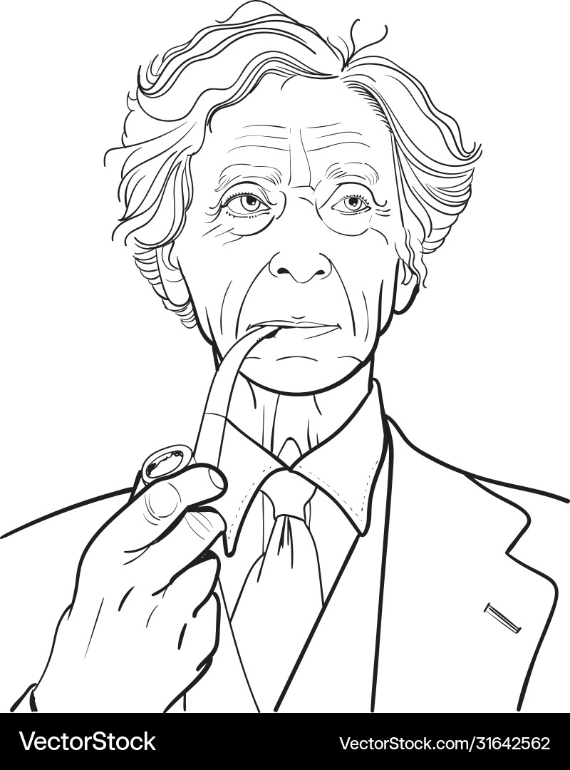 Bertrand Russell Line Art Royalty Free Vector Image