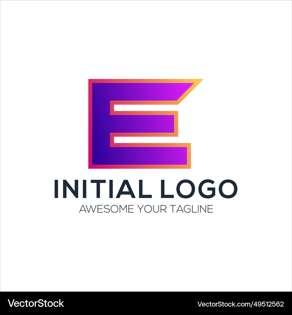Initial e logo design gradient colorful Royalty Free Vector