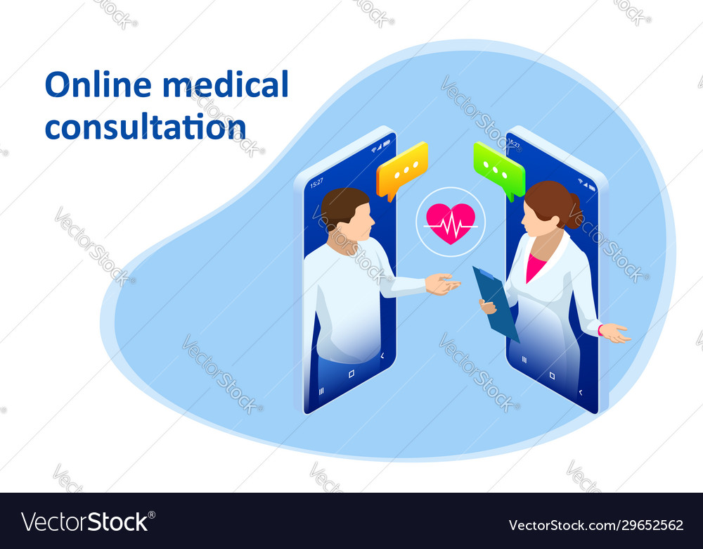 Isometric Online Medical Consultation Health Care Vector Image