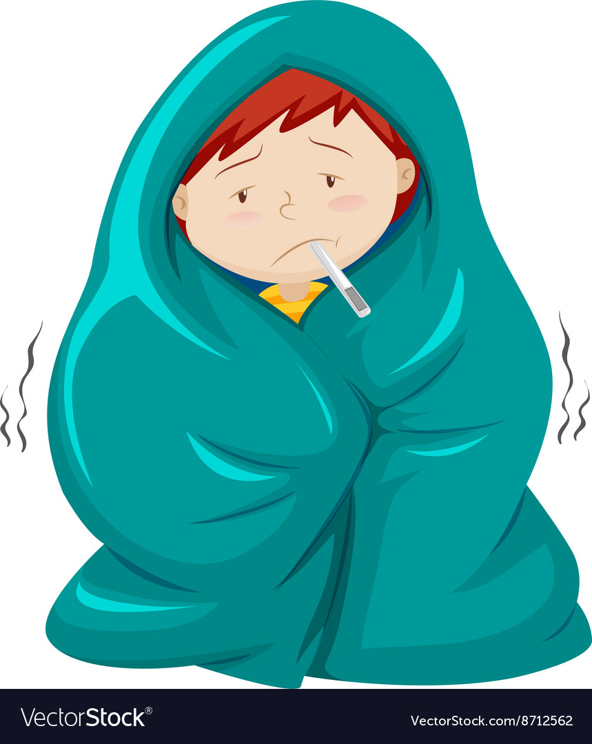 kid-under-blanket-having-fever-royalty-free-vector-image