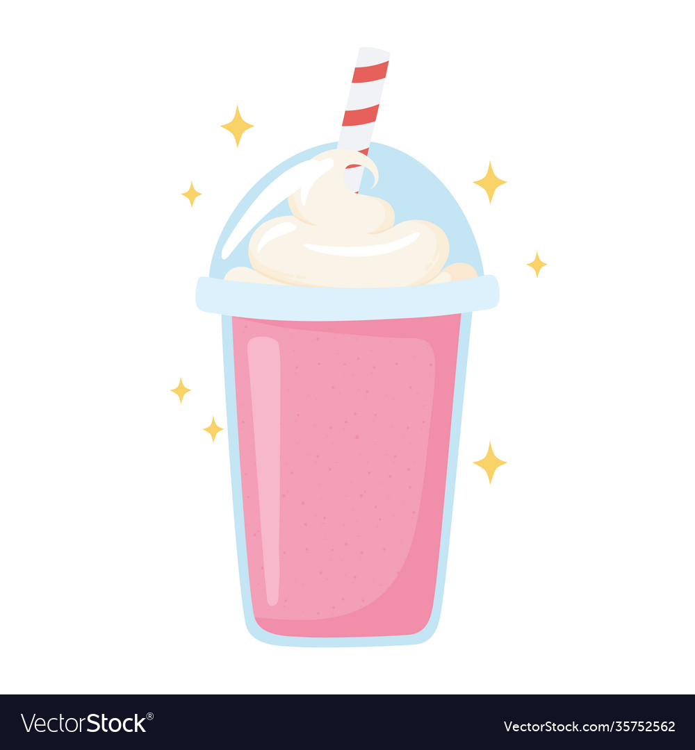 Milkshake fresh milk dairy product cartoon icon Vector Image