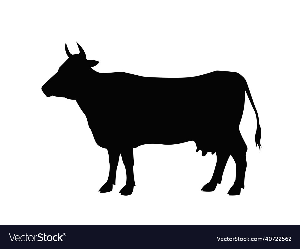 Silhouette of a cow domestic animal Royalty Free Vector