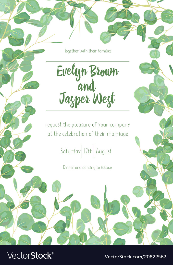 Wedding Eucalyptus Vertical Design Banner Frame Vector Image