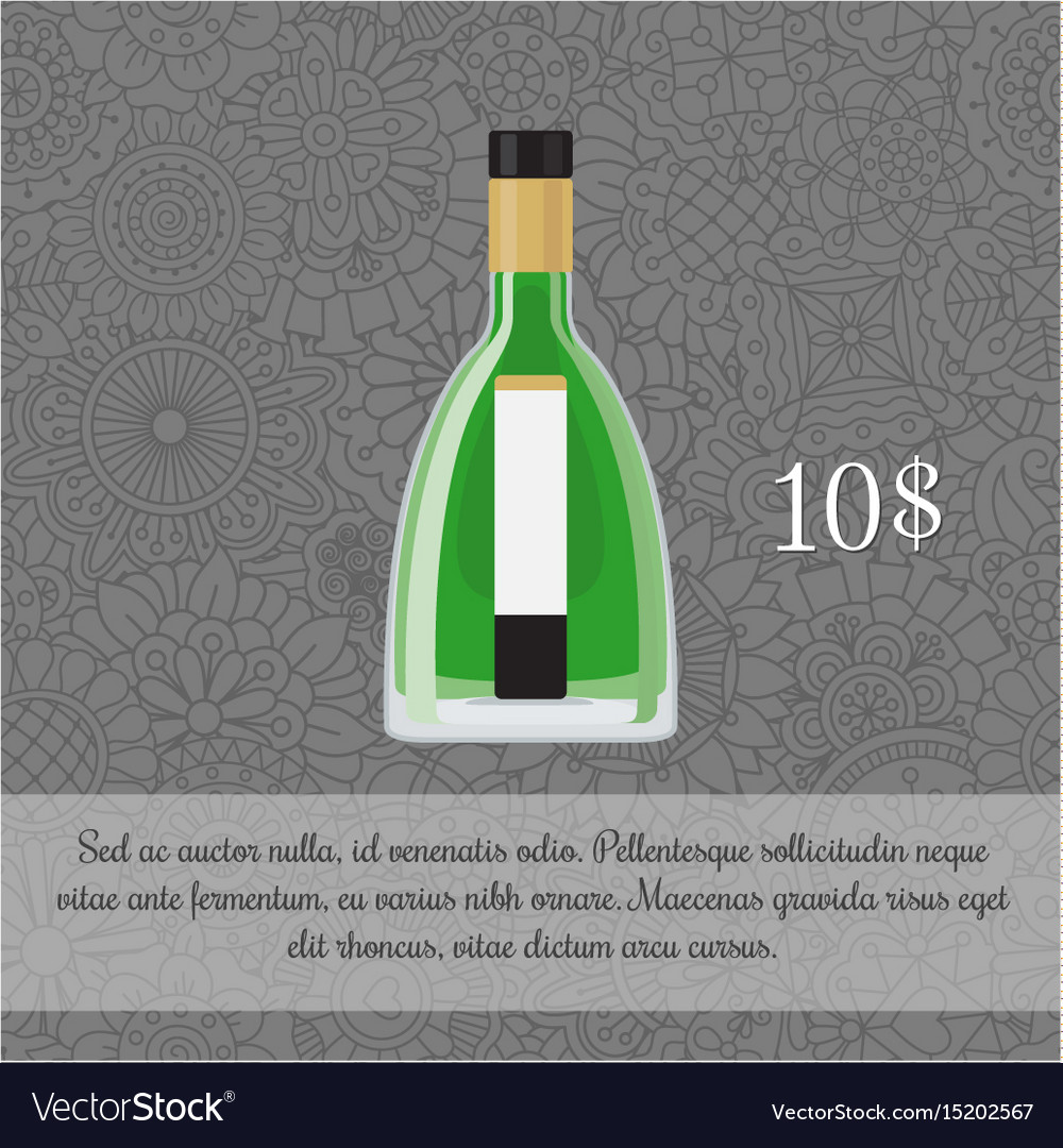 Absinthe Alcoholic Beverage Card Template Vector Image