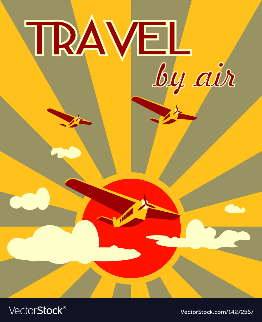 Airplanes on sun burst backdrop Royalty Free Vector Image