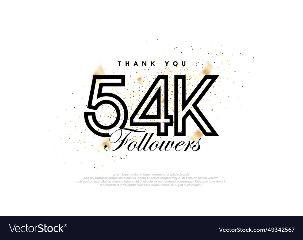 Black 54k followers number achievement Royalty Free Vector