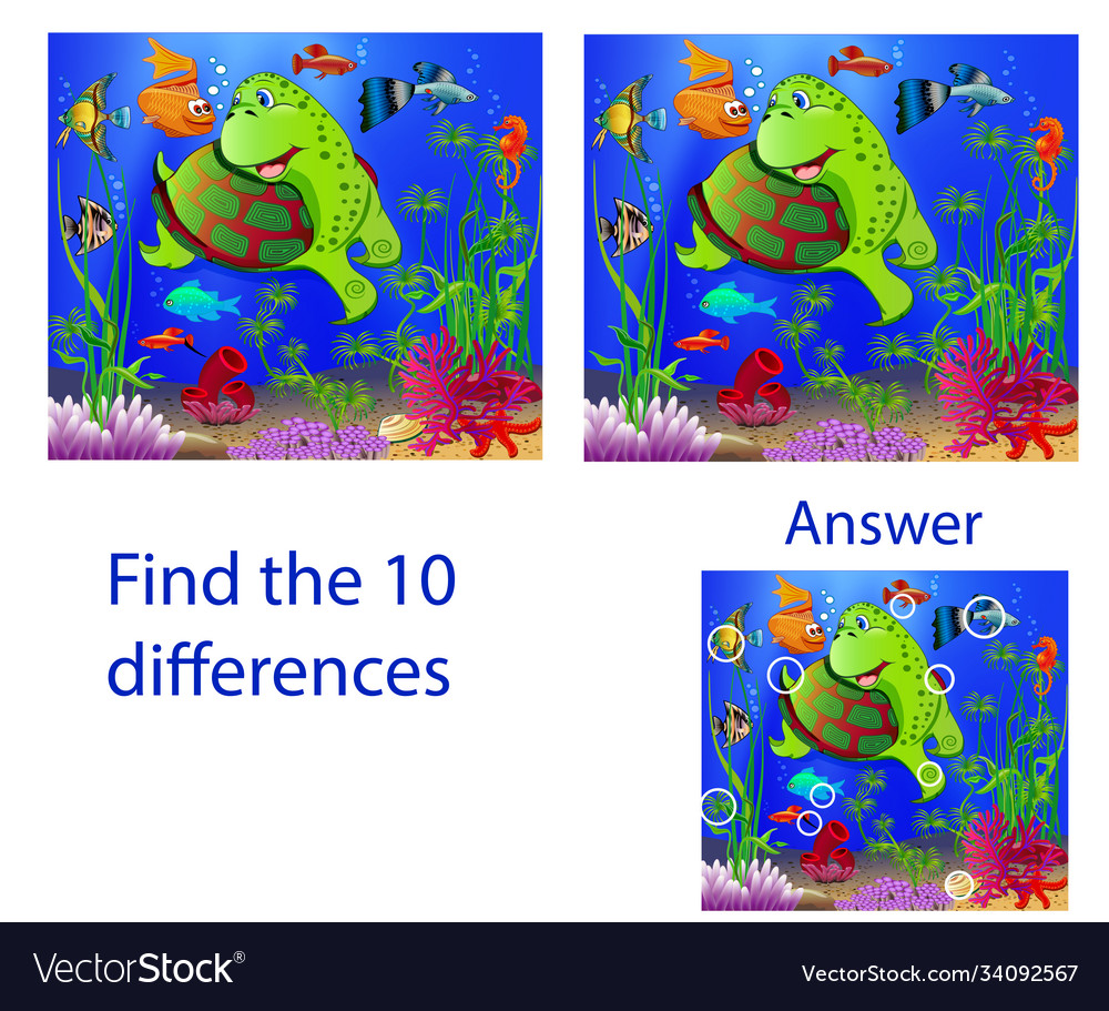 Children visual puzzle find ten differences from Vector Image