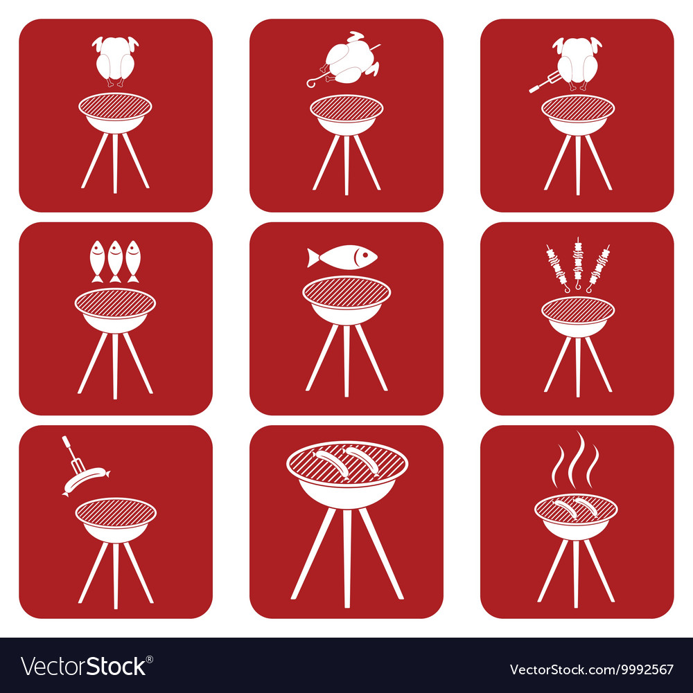 Set of barbecue icons Royalty Free Vector Image