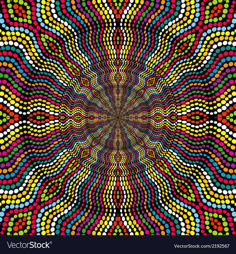 Sunburst made of colored dots