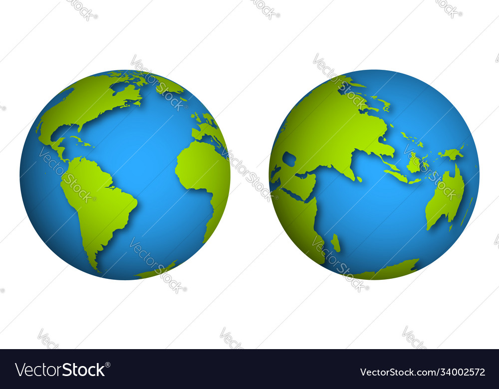 Globe planet earth realistic hemispheres Vector Image