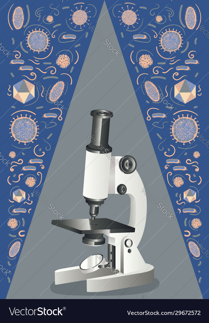 Microscope and microbes Royalty Free Vector Image