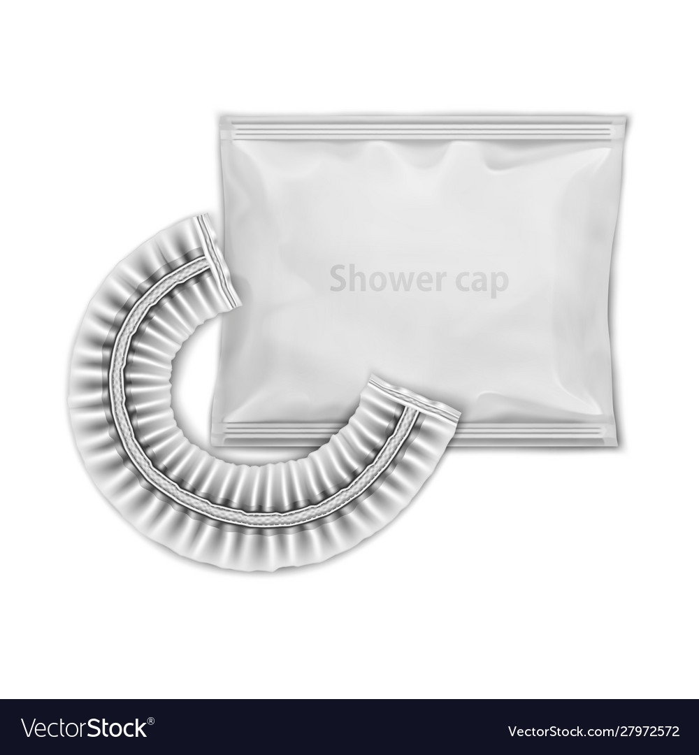 Mock up white waterproof folded shower cap Vector Image