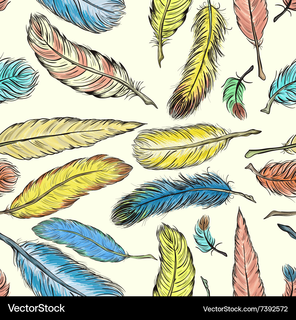 Seamless pattern with feathers Royalty Free Vector Image