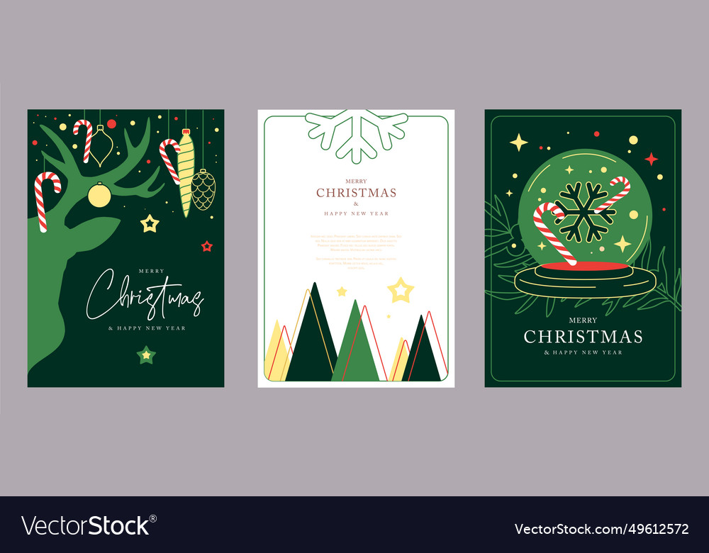 Set of christmas holiday greeting cards or covers Vector Image