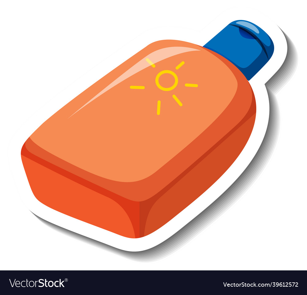 Sunscreen lotion product cartoon sticker Vector Image