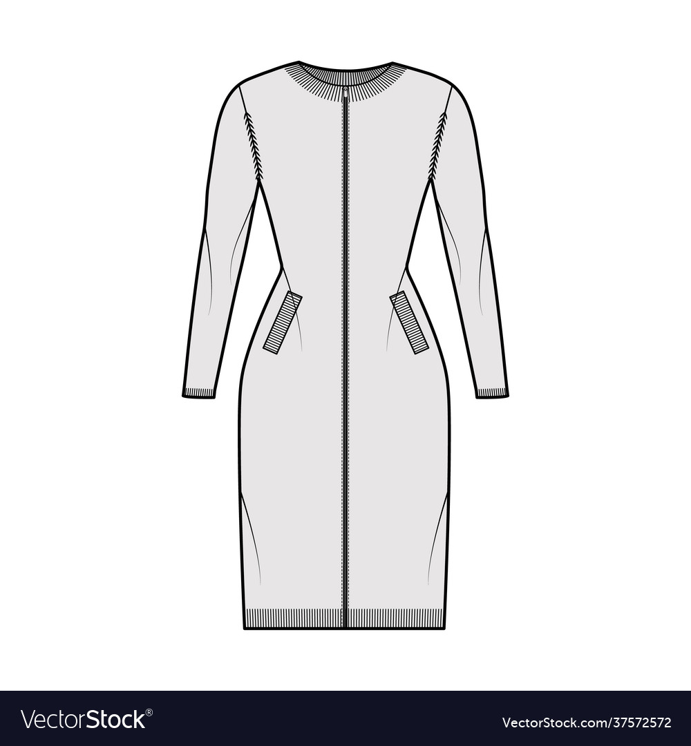 Zip-up dress cardigan sweater technical fashion Vector Image