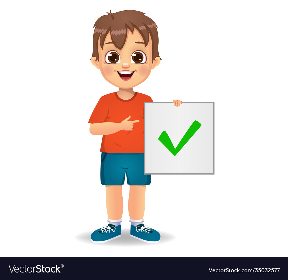 Cute boy showing correct sign Royalty Free Vector Image