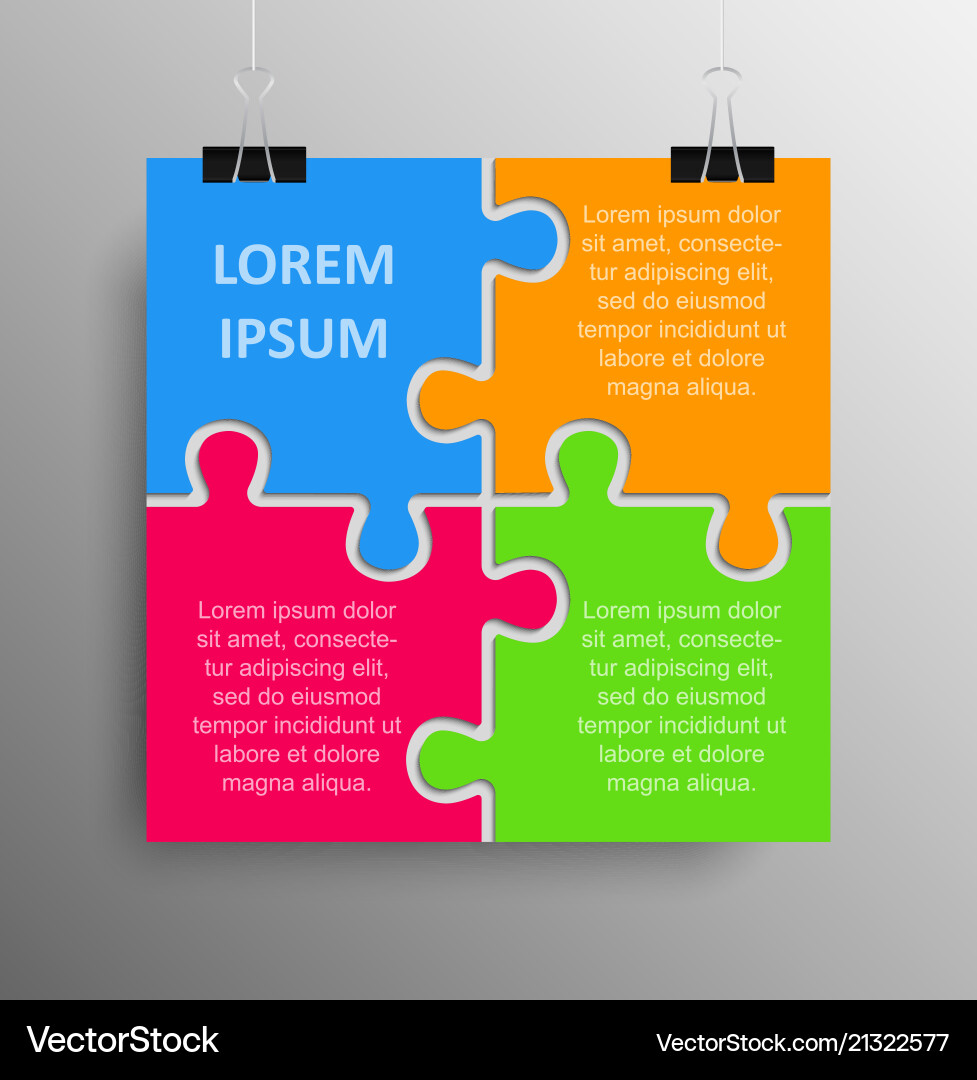 Four pieces puzzle infographics puzzle banner Vector Image