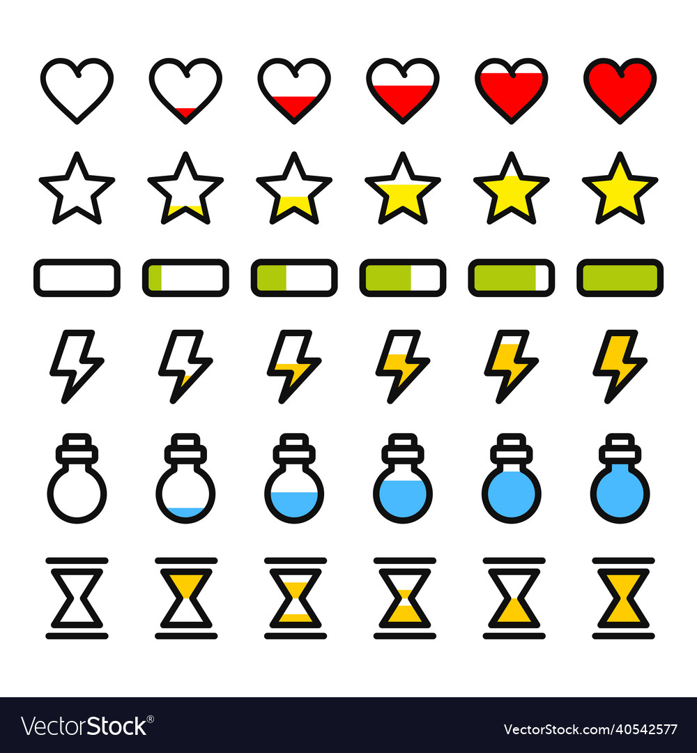 Game progress icons set on white background Vector Image